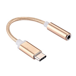 Wewoo Adaptateur or pour Samsung Galaxy S8 et S8 + / LG G6 / Huawei P10 P10 Plus / Oneplus 5 / Xiaomi Mi6 Max 2 / autres Smartphones, Dispositifs Rechargeables, Longueur : environ 10cm USB-C / Type-C Mâle à Jack 3,5 mm Femelle Weave Texture Audio 