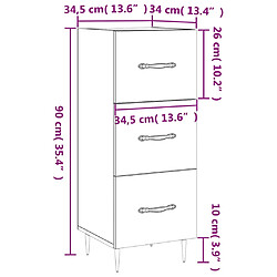 vidaXL Buffet Sonoma gris 34,5x34x90 cm Bois d'ingénierie pas cher