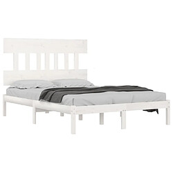 Avis Maison Chic Lit Moderne Chambre - Cadre/structure de lit pour adulte Blanc Bois massif 120x190 cm Petit Double -MN53858