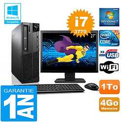 PC Lenovo M92p SFF Core I7-3770 Ram 4Go Disque 1 To Wifi W7 Ecran 27" · Occasion 