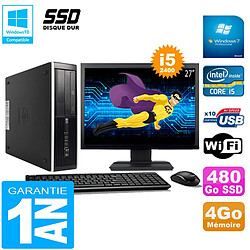 PC HP Compaq Pro 6300 SFF I5-2400 4Go 480Go SSD Graveur DVD Wifi W7 Ecran 27" · Occasion 