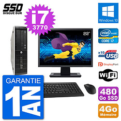 PC HP Compaq Pro 6300 SFF Ecran 22" i7-3770 RAM 4Go SSD 480Go Windows 10 Wifi · Occasion 