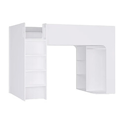 Avis Vente-Unique Lit mezzanine 90 x 190 cm avec rangements - Blanc - COLUMI