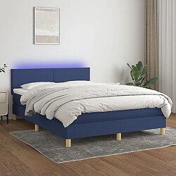 vidaXL Sommier à lattes de lit avec matelas LED Bleu 140x190 cm Tissu