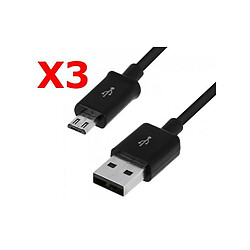 Little Boutik Cable Usb Micro Usb Noir Lots de 3 Pour Samsung Sony LG Wiko Huawei HTC Nokia Asus Archos TEENO Couleur 