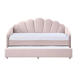 Acheter Vente-Unique Lit gigogne coquillage 2 x 90 x 190 cm - Velours - Rose - ELUSIA