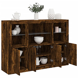 Maison Chic Lot de 3 Commode Buffet - Meuble de rangements avec lumières LED chêne fumé bois d'ingénierie -GKD57735