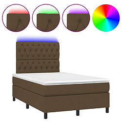 vidaXL Sommier à lattes de lit matelas et LED Marron foncé 120x200 cm