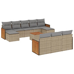 Maison Chic Salon de jardin 11 pcs avec coussins | Ensemble de Table et chaises | Mobilier d'Extérieur beige résine tressée -GKD75232