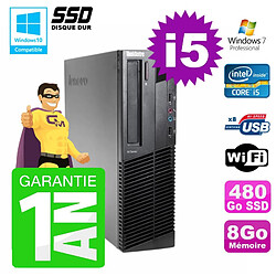 PC Lenovo M91p SFF Intel I5-2400 8Go Disque 480Go SSD Graveur Wifi W7 · Occasion 