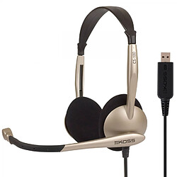 Casque d'Écoute Filaire USB avec Microphone Anti-bruit, Bureau Vidéoconférence, , Beige, KOSS, CS100 USB