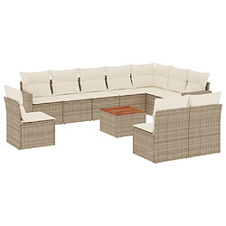 Maison Chic Salon de jardin 11 pcs avec coussins | Ensemble de Table et chaises | Mobilier d'Extérieur beige résine tressée -GKD19766