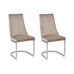 Beliani Chaise de salle à manger Chaise en porte-à-faux ALTOONA Set de 2 Velours Beige