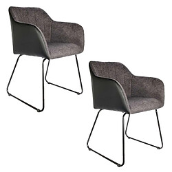 Toilinux Lot de 2 Fauteuils de table industriel Memphis - Gris