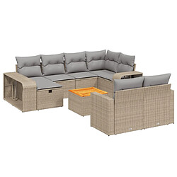 vidaXL Salon de jardin 11 pcs avec coussins beige résine tressée