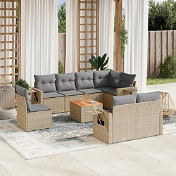 Maison Chic Salon de jardin avec coussins 9 pcs, Ensemble Tables et chaises de jardin, beige résine tressée -GKD352347