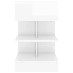 Maison Chic Table de chevet,Table de nuit,Table d'appoint pour salon Blanc brillant 40x35x65 cm Aggloméré -MN88113 pas cher