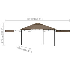 vidaXL Belvédère et double toits étentus 3x3x2,75 m Taupe 180g/m² pas cher