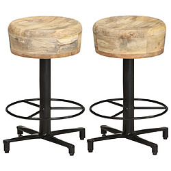 vidaXL Tabourets de bar lot de 2 52 cm bois de manguier massif 