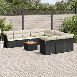 Maison Chic Salon de jardin 12 pcs avec coussins, Ensemble Tables et chaises d'extérieur noir résine tressée -GKD986111