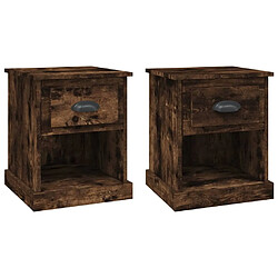 Maison Chic Lot de 2 Tables de chevet - Tables de Nuit chêne fumé 39x39x47,5 cm bois ingénierie