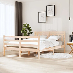 Maison Chic Lit Moderne Chambre - Cadre/structure de lit pour adulte Bois massif 135x190 cm Double -MN26643