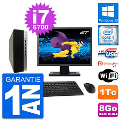 PC HP ProDesk 600 G3 SFF Ecran 27" i7-6700 RAM 8Go Disque 1To Windows 10 Wifi · Occasion 