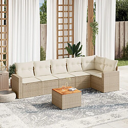 vidaXL Salon de jardin avec coussins 7 pcs beige résine tressée 