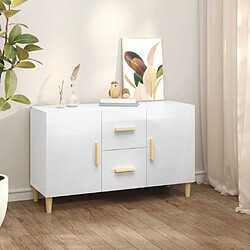 Maison Chic Buffet,Meuble de Rangement,commode pour salon,Cuisine blanc brillant 100x36x60 cm bois d'ingénierie -MN69685