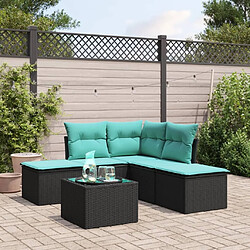 Maison Chic Salon de jardin 6 pcs avec coussins | Ensemble de Table et chaises | Mobilier d'Extérieur noir résine tressée -GKD12159