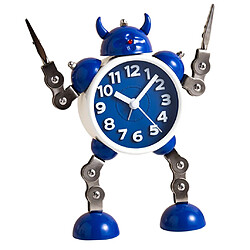 Réveil Analogique Silencieux Robot Cartoon Chevet Pour Enfants Bleu