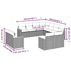 Avis vidaXL Salon de jardin 11 pcs avec coussins gris résine tressée