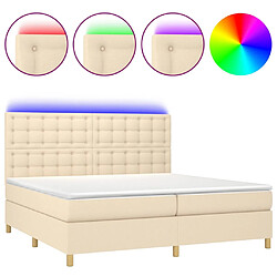 vidaXL Sommier à lattes de lit et matelas et LED Crème 200x200cm Tissu