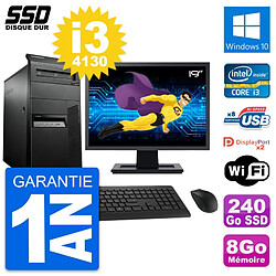 PC Tour Lenovo M93p Ecran 19" Intel i3-4130 RAM 8Go SSD 240Go Windows 10 Wifi - Occasion