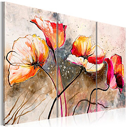 Decoshop26 Tableau toile de décoration murale impression premium en 3 parties sur châssis en bois motif Dans les coquelicots 120x80cm 11_0016223