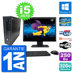 PC HP 800 G1 Ecran 19" Core i5-4570 RAM 32Go Disque 250Go Windows 10 Wifi · Occasion 