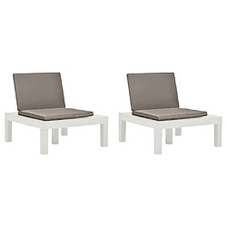 Maison Chic Lot de 2 Chaises de salon de jardin et coussins - Fauteuil d'extérieur Plastique Blanc -MN85830