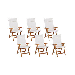 Beliani Lot de 6 chaises avec coussin Bois Blanc cassé JAVA