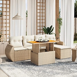 vidaXL Salon de jardin avec coussins 6 pcs beige résine tressée 