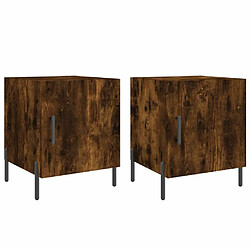 Maison Chic Lot de 2 Tables de chevet,Table de nuit,Table d'appoint pour salon chêne fumé 40x40x50 cm bois d'ingénierie -MN32696