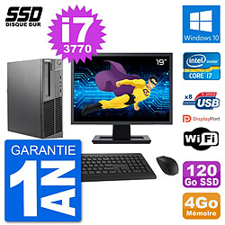 PC Lenovo M92p SFF Ecran 19" Intel i7-3770 RAM 4Go SSD 120Go Windows 10 Wifi · Occasion 