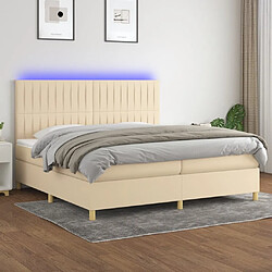 Sommier à lattes,Cadre à lattes de lit et matelas et LED pour Adulte Crème 200x200cm Tissu -MN78992