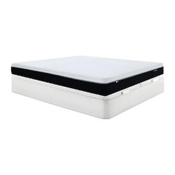 Vente-Unique Ensemble 180 x 200 cm sommier coffre blanc + matelas anti-feu ressorts ensachés 7 zones et mémoire de forme ép.29cm - SIVA de YSMÉE