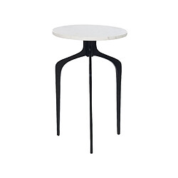 Beliani Table d'appoint en marbre blanc et noir TIHOI