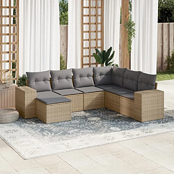 vidaXL Salon de jardin avec coussins 7 pcs beige résine tressée 