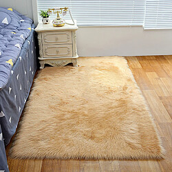 LUUCOZK Tapis moelleux en fausse fourrure Tapis à poils longs pour chambre à coucher SalonChambre-Beige-50x80cm rectangulaire