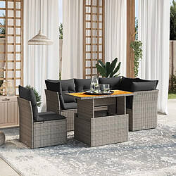 vidaXL Salon de jardin 5 pcs avec coussins gris résine tressée 