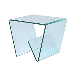 Avis Vente-Unique Table d'appoint ZENIA - Verre trempé courbé