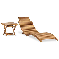 Helloshop26 Transat chaise longue bain de soleil lit de jardin terrasse meuble d'extérieur pliable avec table bois de teck solide 02_0012863