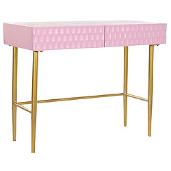 Pegane Console Table en métal doré et bois de manguier coloris rose - Longueur 90 x Profondeur 45 x Hauteur 74 cm